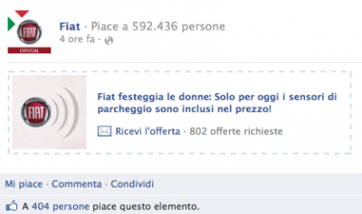 Ecco l'annuncio dell'offerta su Facebook