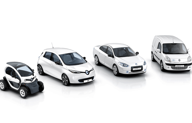 La gamma dei veicoli elettrici Renault