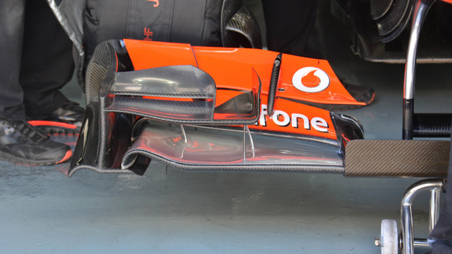 La nuova ala anteriore utilizzata dal McLaren