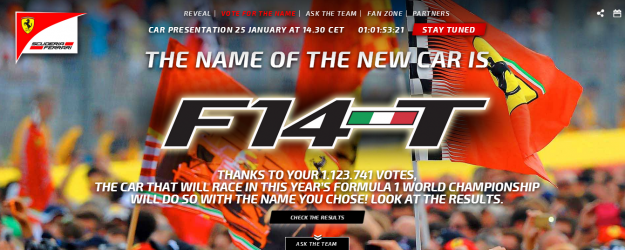 Il messaggio della Ferrari che ringrazia gli appassionati per aver votato il nome della nuova monoposto