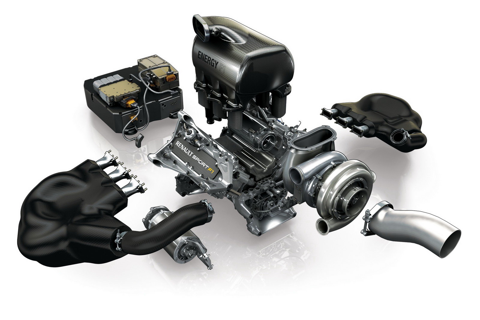 Un esploso della power unit Renault