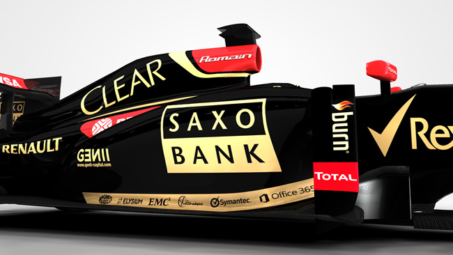 Lo sponsor Saxo Bank sulle pance della Lotus