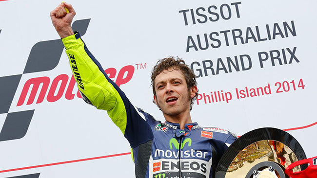 Valentino festeggia la vittoria