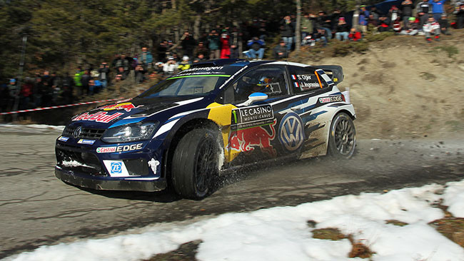 Ogier in azione durante il Rally di Montecarlo