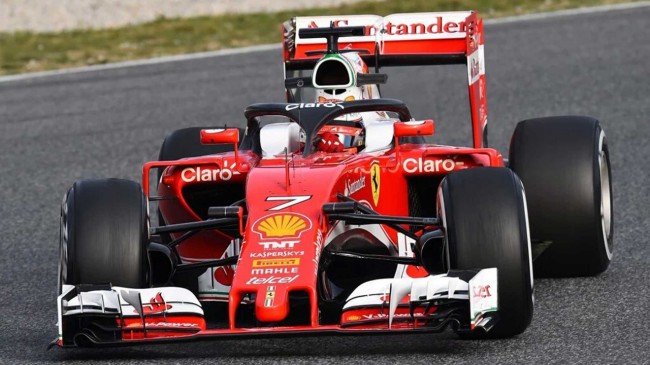 La Ferrari SF16-H di Raikkonen con l'Halo installato