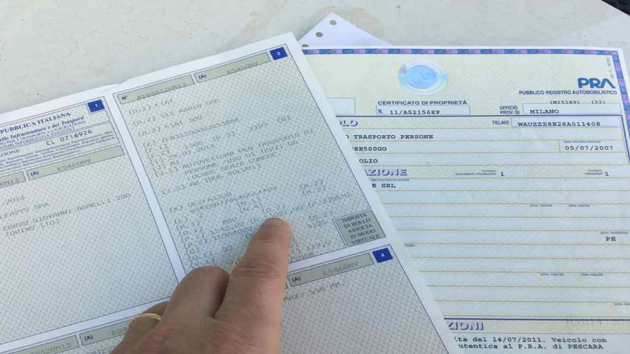 Carta di circolazione e certificato di proprietà incorporati dal DUC