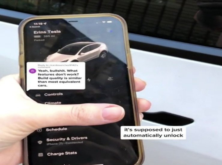 Immagini del video Tik Tok dello sfogo della cliente Tesla
