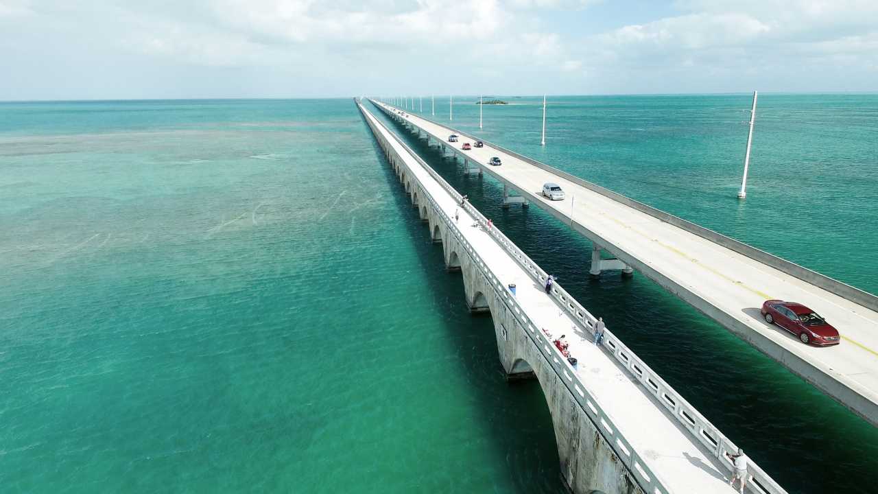 Vista aerea ponte della Overseas Highway